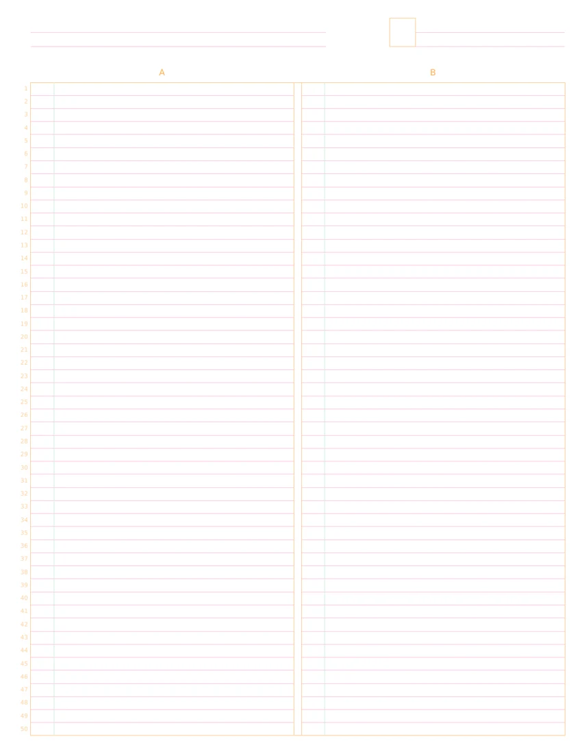 US Letter Amber Library 2-column note paper, front layout
