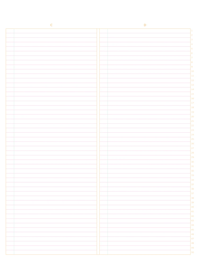 US Letter Amber Library 2-column note paper, back layout
