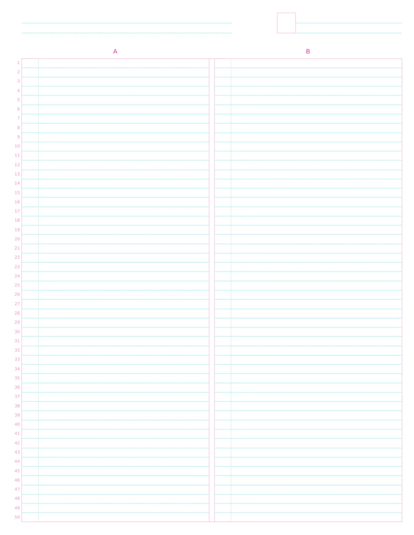 Clean US Letter Original Aqua two-column note paper